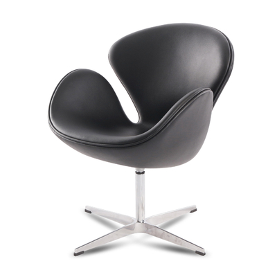 Foshan Furniture Leather Swan Chair with Polished Stainless Steel Base