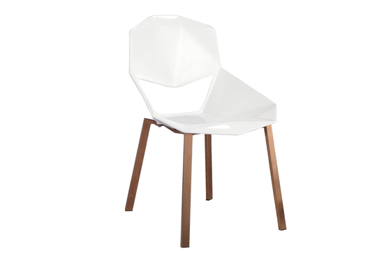 Nordic Style White Restaurant Chairs , Plastic And Wood Restaurant Lounge Chairs