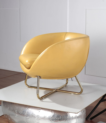 Leather Upholstered Modern Furniture Chairs , Yellow Leisure Lounge Chairs