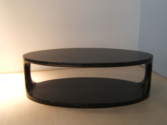 Oval Shape Black Color 	Fiberglass Coffee Table With Full Fiberglass