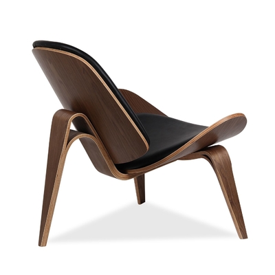 PU Cushion Three - Legged Modern Hans Wegner Shell Chair / Wooden Chair Furniture