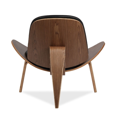 PU Cushion Three - Legged Modern Hans Wegner Shell Chair / Wooden Chair Furniture