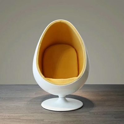 Mid - Century Modern Fiberglass Egg Chair White Shell And Fabric Upholstering