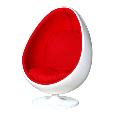 Mid - Century Modern Fiberglass Egg Chair White Shell And Fabric Upholstering