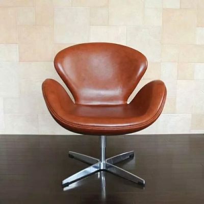 Foshan Furniture Leather Swan Chair with Polished Stainless Steel Base