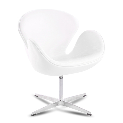 Foshan Furniture Leather Swan Chair with Polished Stainless Steel Base