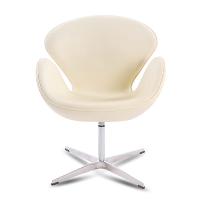 Foshan Furniture Leather Swan Chair with Polished Stainless Steel Base