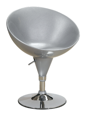 Modern PU Upholstered Half Moon Chair With Swivel Chrome Base Red Color