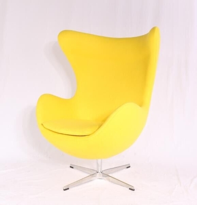 เก้าอี้ไข่ไก่ผ้าออกแบบคลาสสิกที่ทันสมัยเก้าอี้เลานจ์โรงแรมกลับสูงพร้อมฐานหมุน